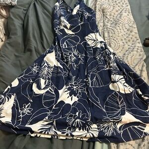 Patagonia Navy and Cream Floral Midi Dress